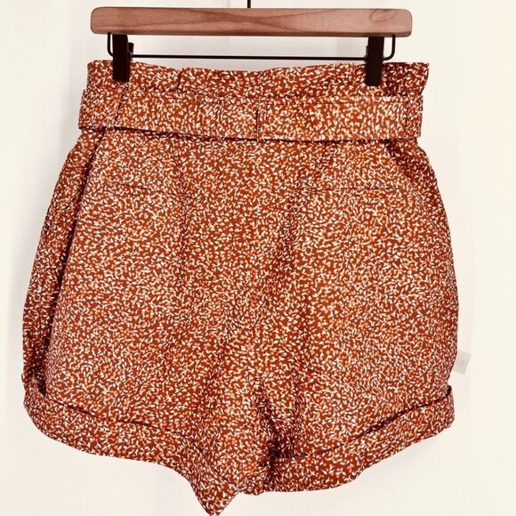 Jonathan Simkhai Lillian Shorts Size 8 Linen Blend in Cayenne Abstract Floral - Picture 2 of 15